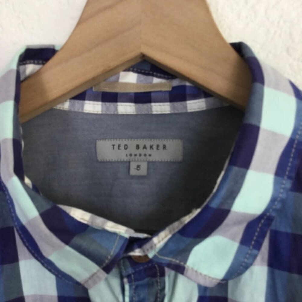 Ted Baker London Men's Checkered Shirt Size 5 (XL) - Picture 4 of 5